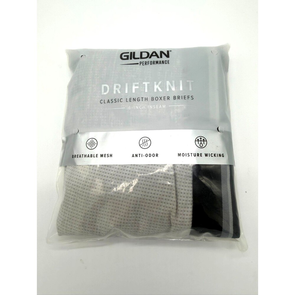 Gildan Performance DriftKnit Boxer Brief 2XL XXL Light Grey Mesh Moisture Wickin